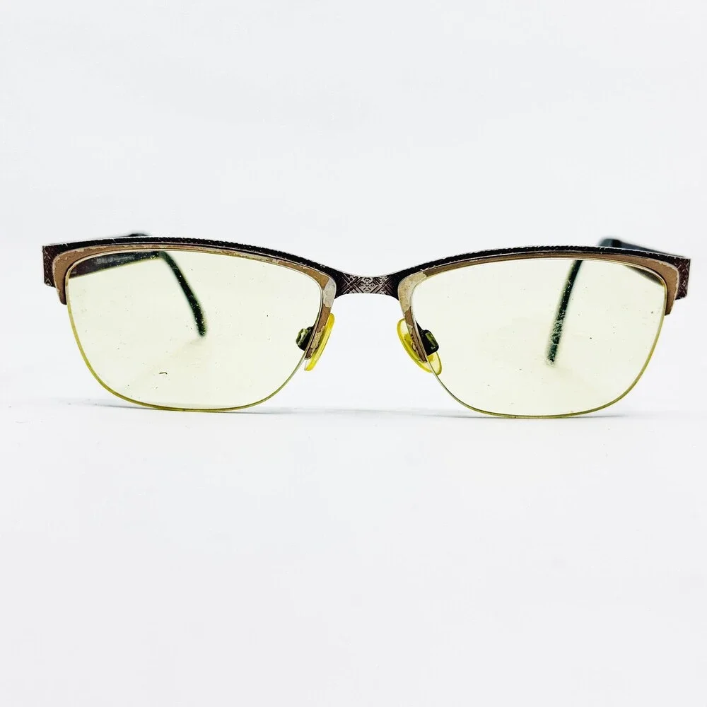 Kliik Eyeglasses Womens Brown Geometric Pattern Half Rim 594 49-16-135